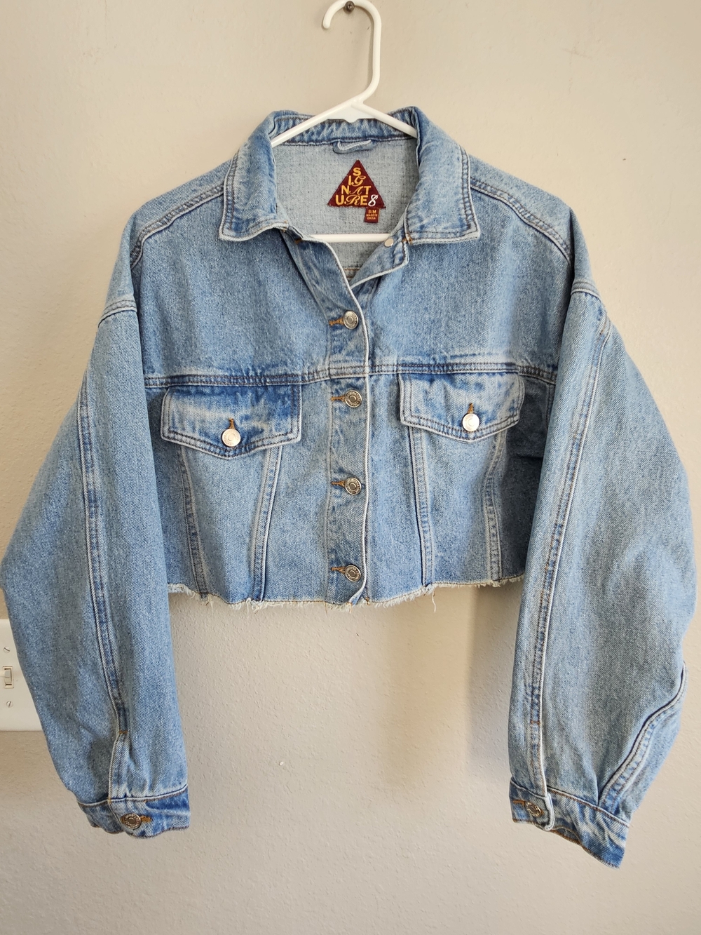 Signature 8 Vintage Inspired Light Blue Cropped Denim Jacket